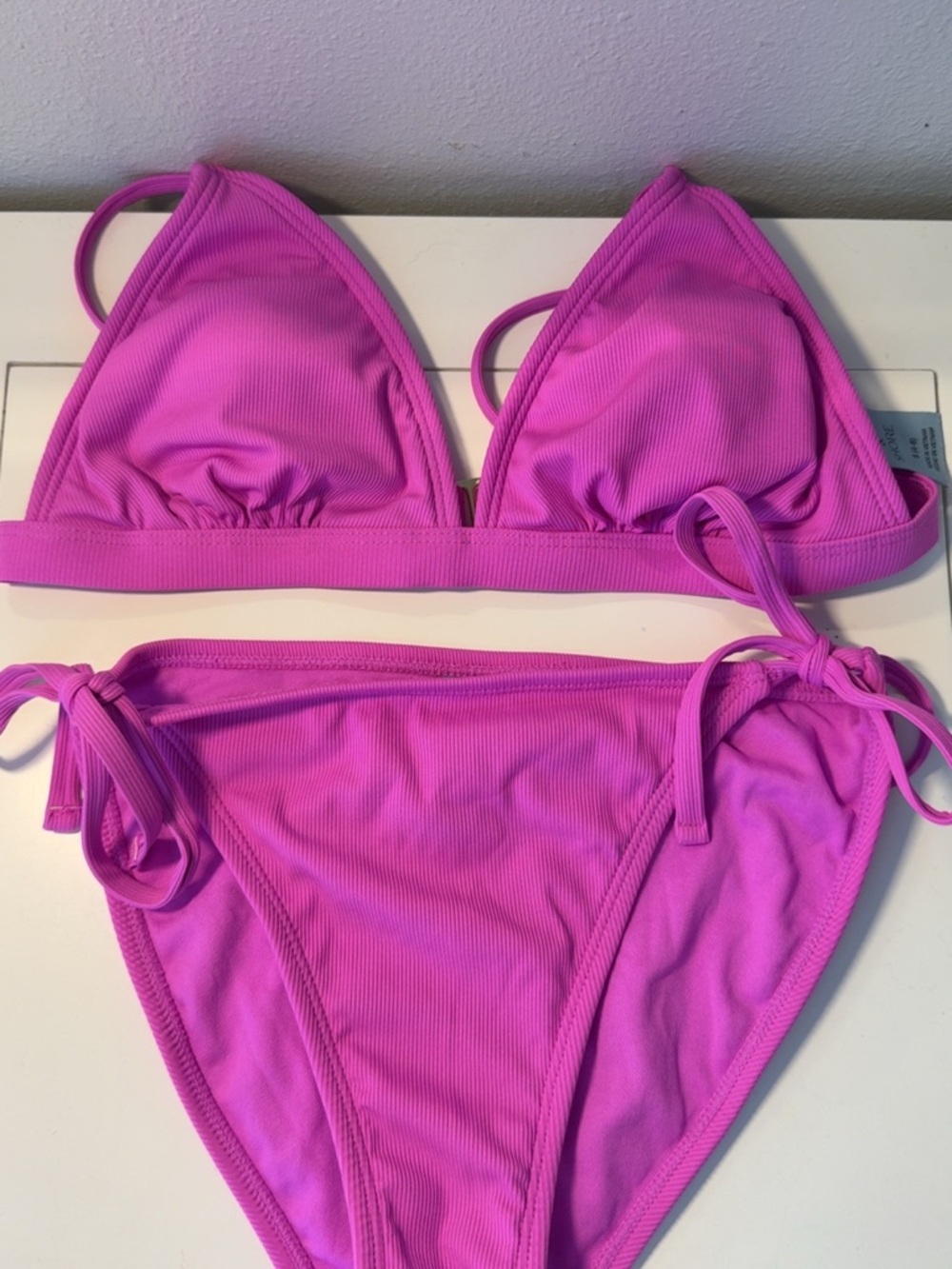 Target Pink Ribbed Triangle Bikini Set